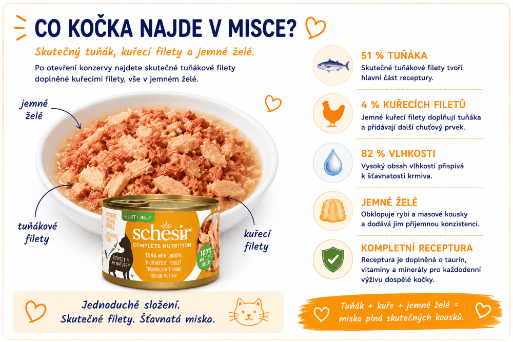 Schesir Tuna, Chicken Skutečné filety v jemném želé